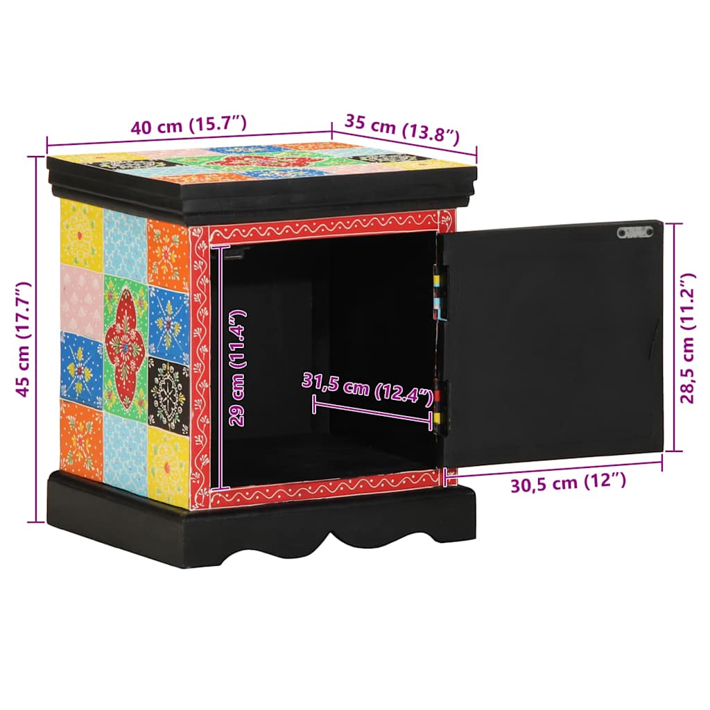 vidaXL Szafka nocna wielokolorowa 40x35x45 cm lite drewno mango