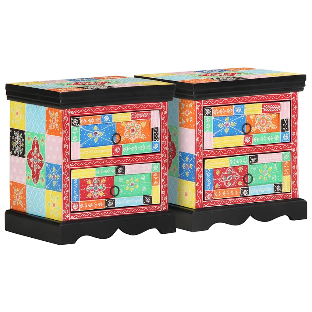 vidaXL Szafka Nocna 2 pcs Wielokolorowe 40 x 35 x 45 cm Drewno z mango