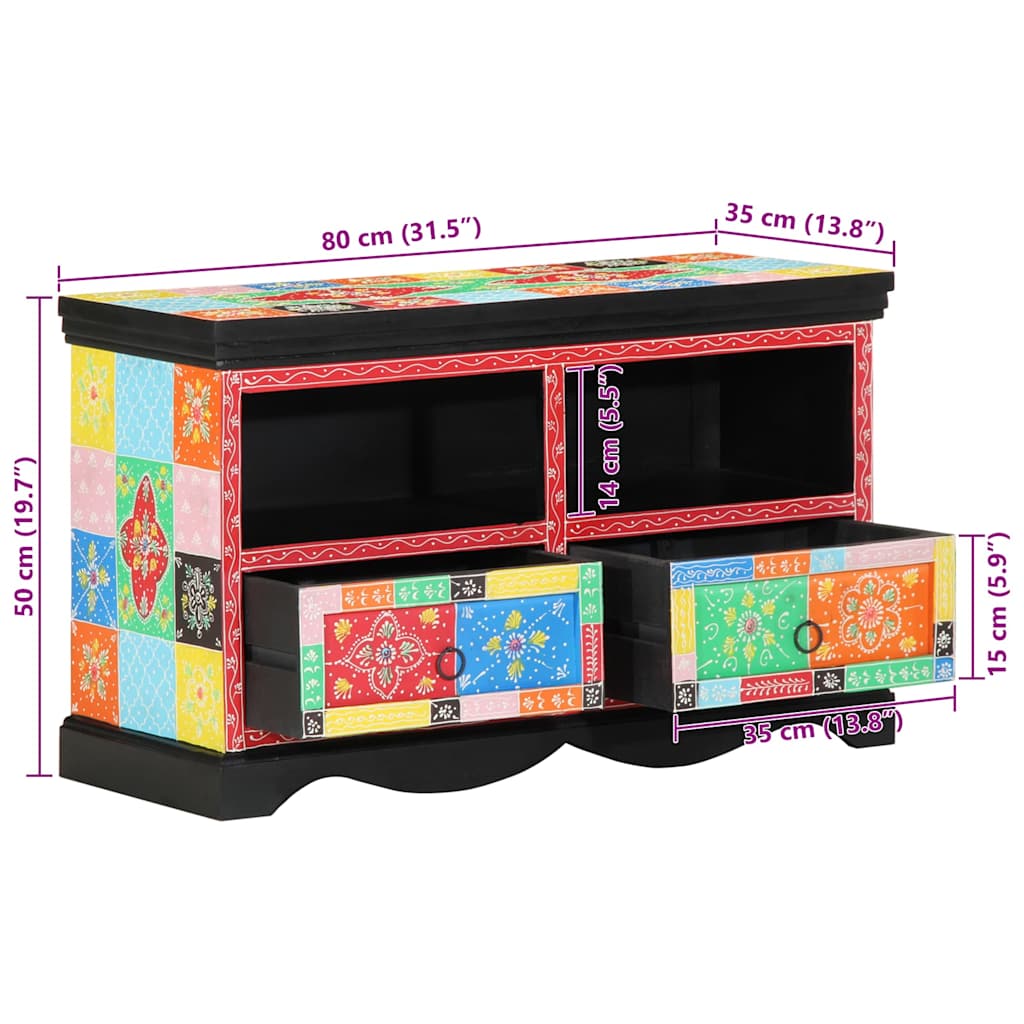 vidaXL Szafka pod telewizor z szufladą Wielokolorowe 80 x 35 x 50 cm
