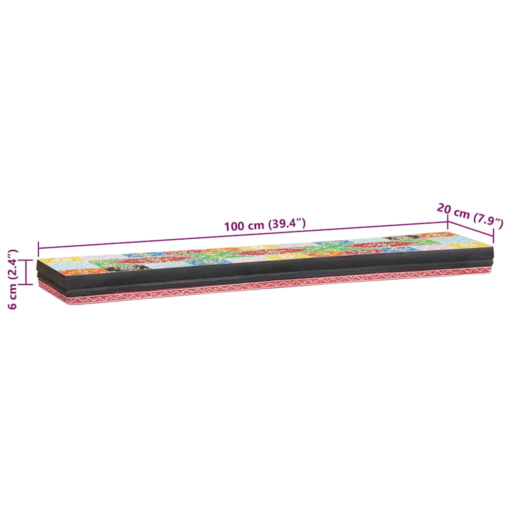 vidaXL Półki ścienne Wielokolorowe 100 x 20 x 6 cm Drewno z mango