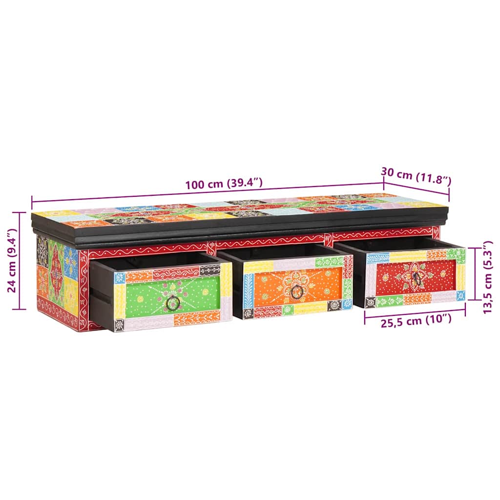 vidaXL Szafka pod telewizor z szufladą Wielokolorowe 100 x 30 x 24 cm
