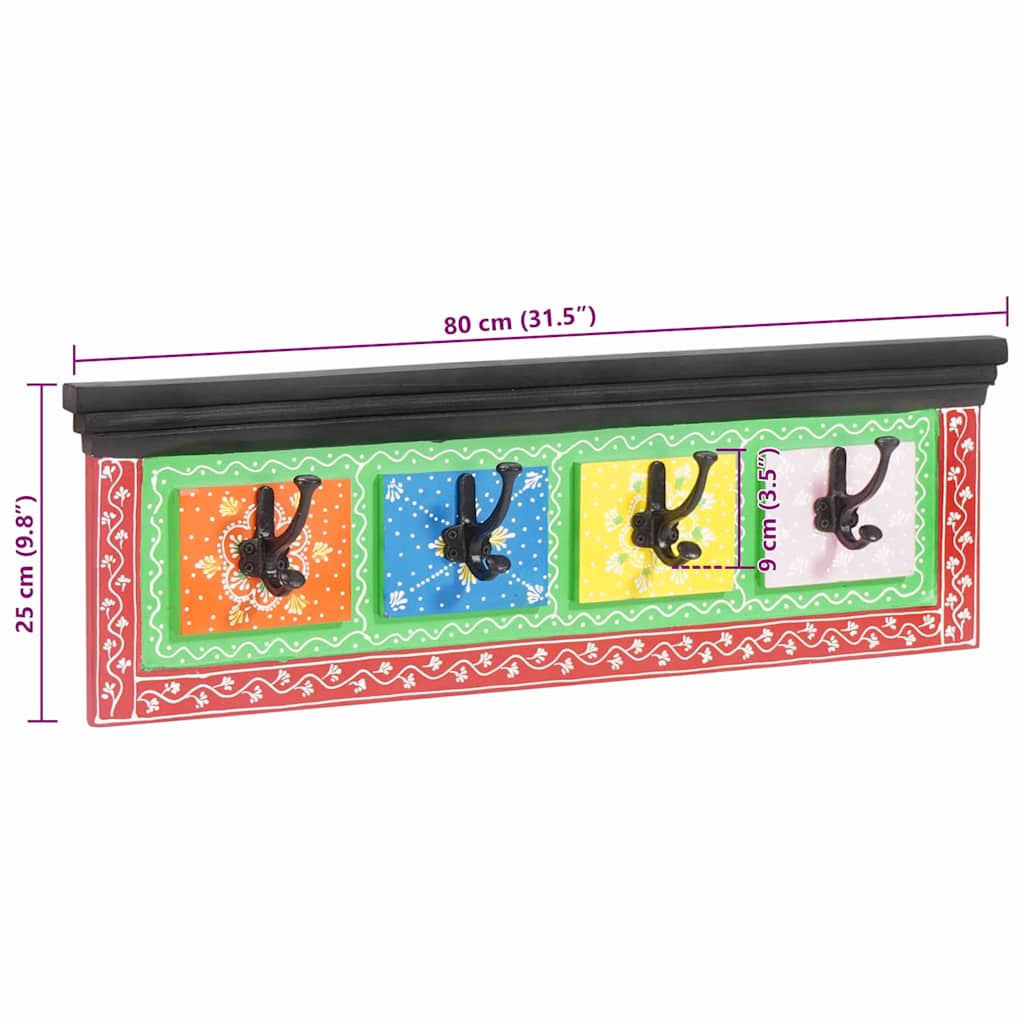 vidaXL Wieszak na płaszcze Czarny 80 x 25 x 2 cm Drewno z mango