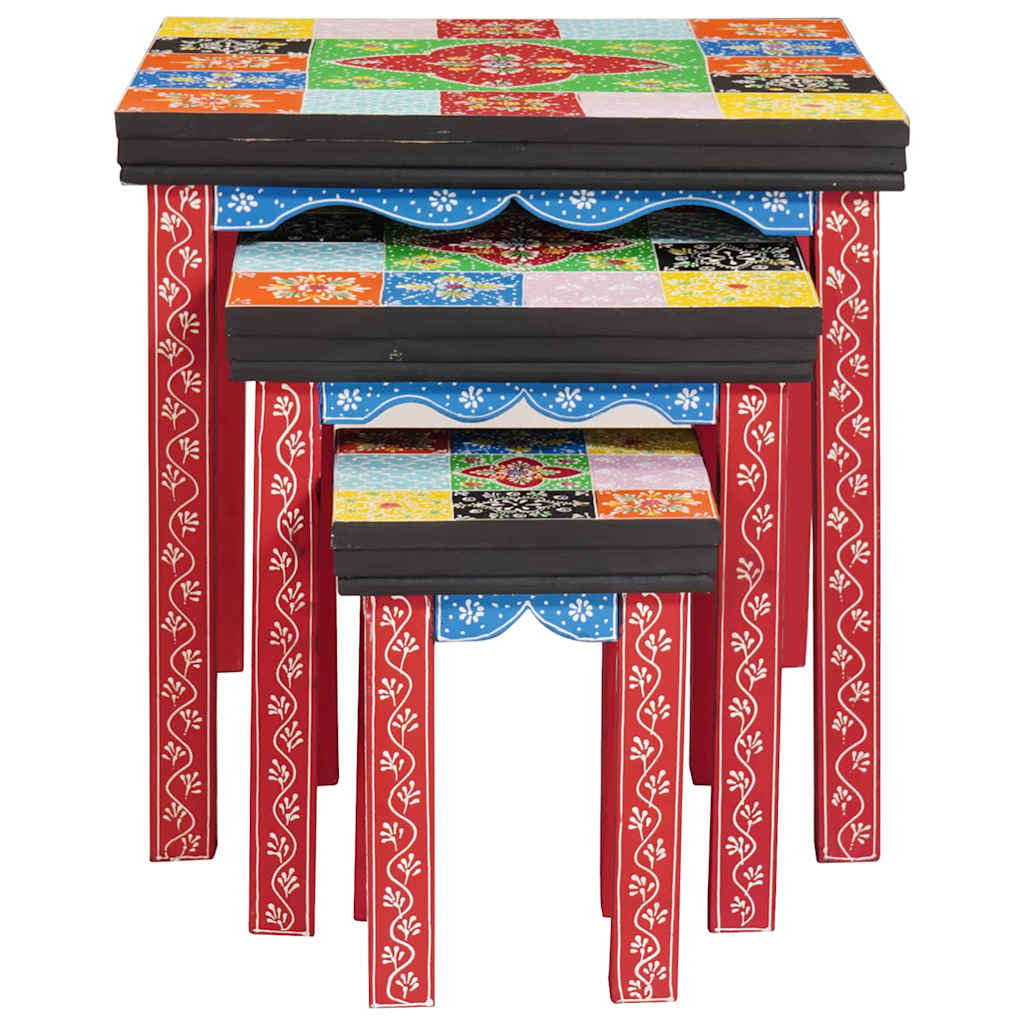 vidaXL Stół kwadratowy 3 pcs Wielokolorowe