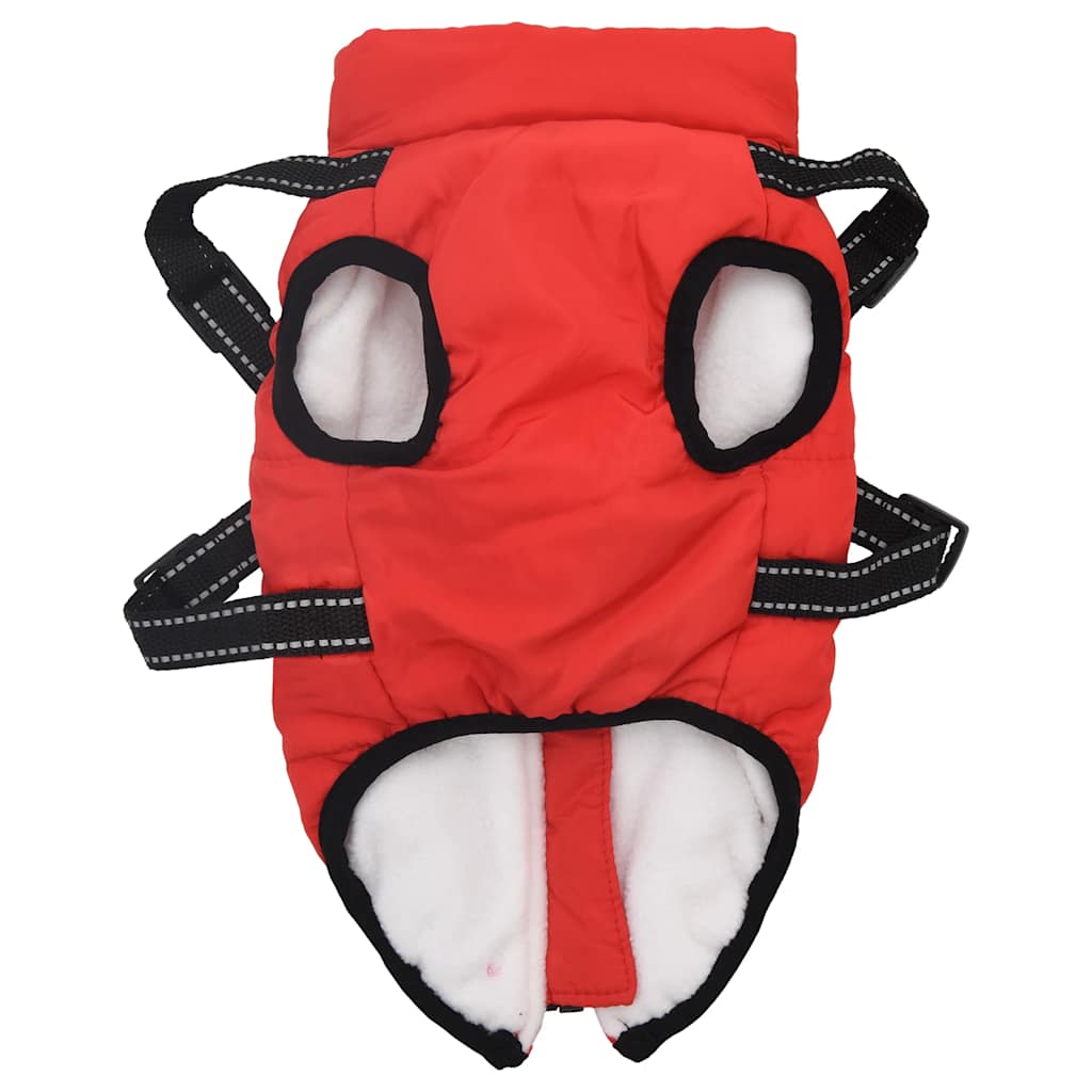 vidaXL Płaszcz dla psa z szelkami, wodoodporny, czerwony, L24