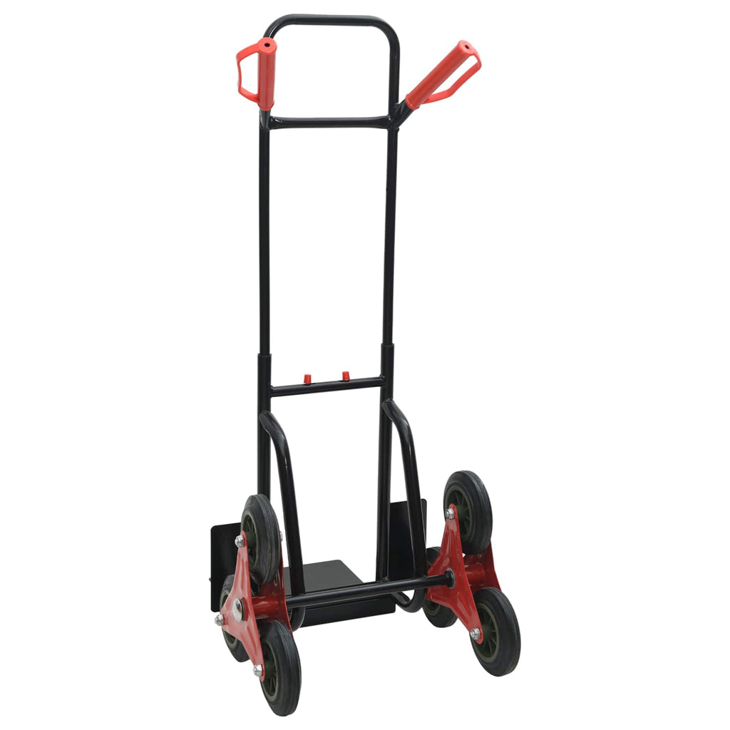 vidaXL Wózek ręczny Czarny i czerwony 64,5 x 49,5 x 114 cm Stal