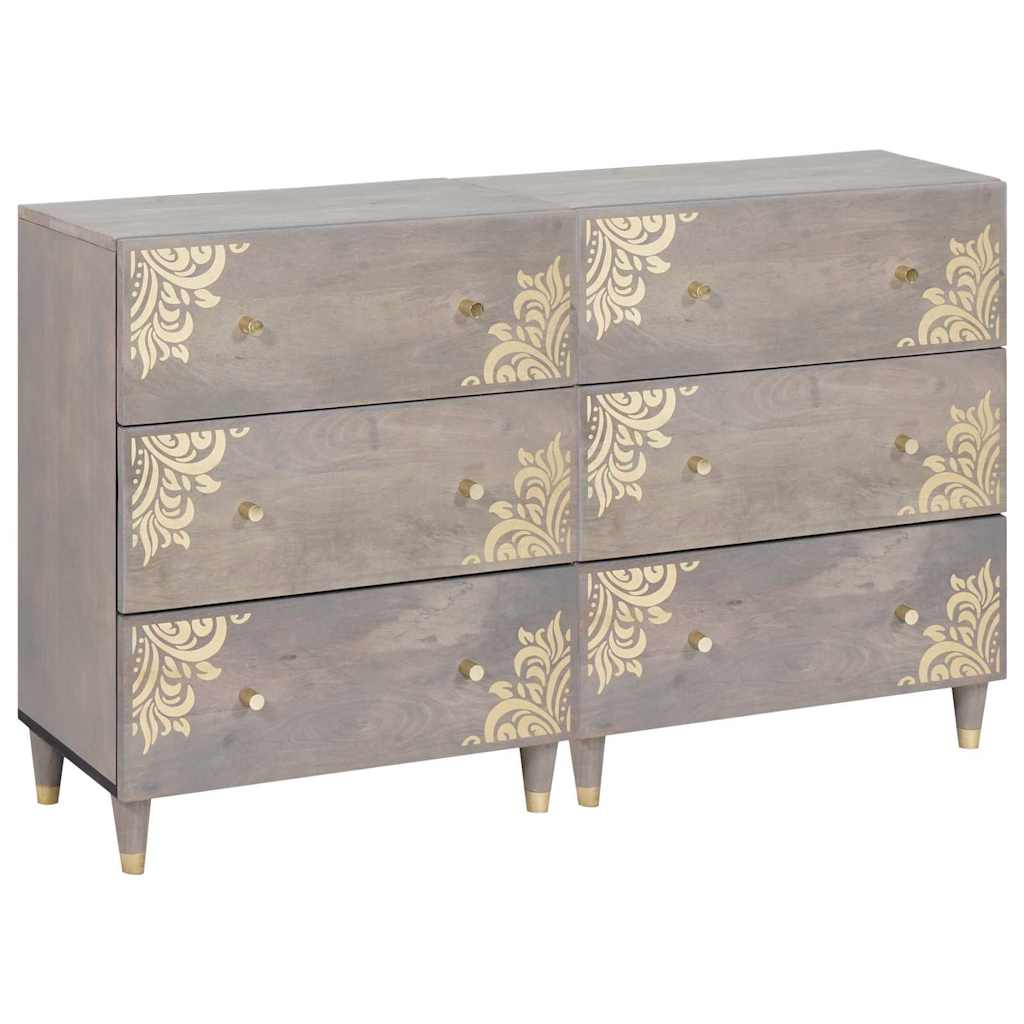 vidaXL Bufet z szufladą 2 pcs Szary 60 x 33 x 75 cm Drewno z mango