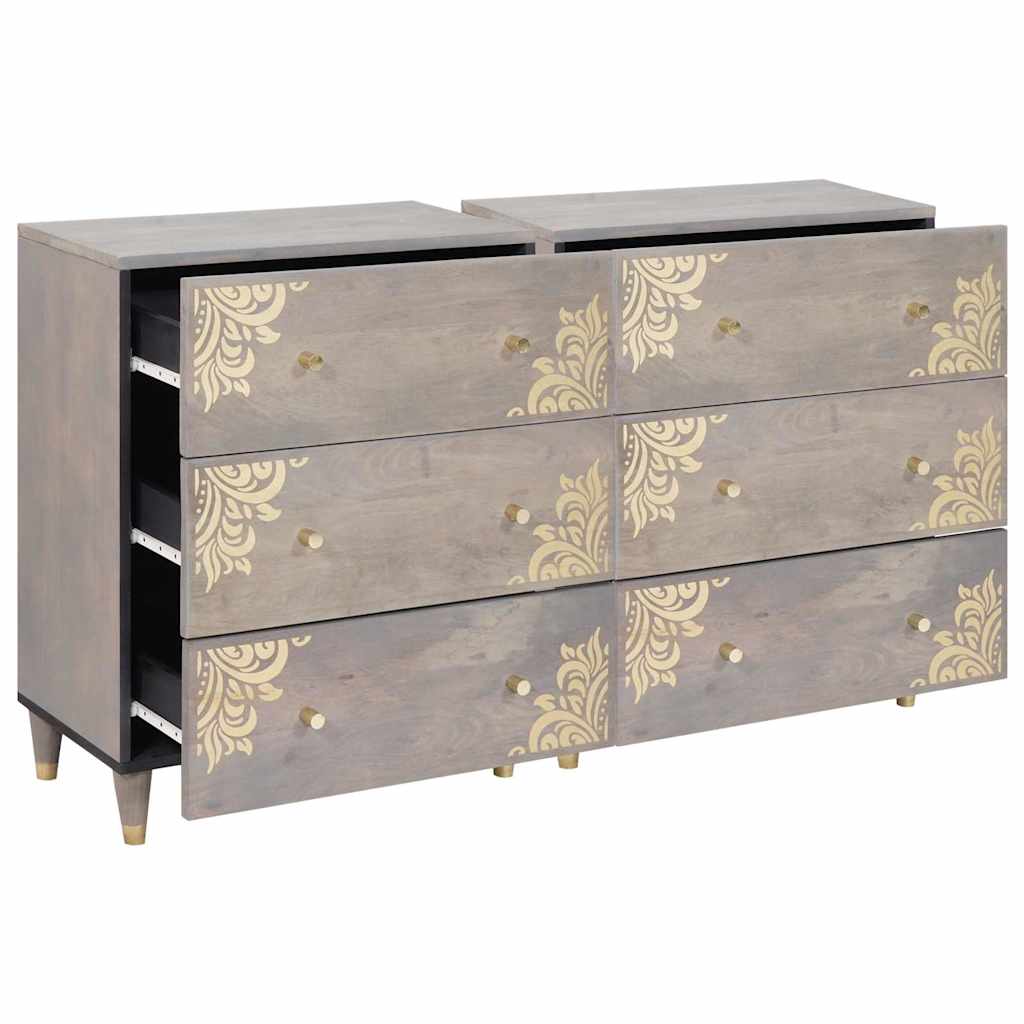 vidaXL Bufet z szufladą 2 pcs Szary 60 x 33 x 75 cm Drewno z mango