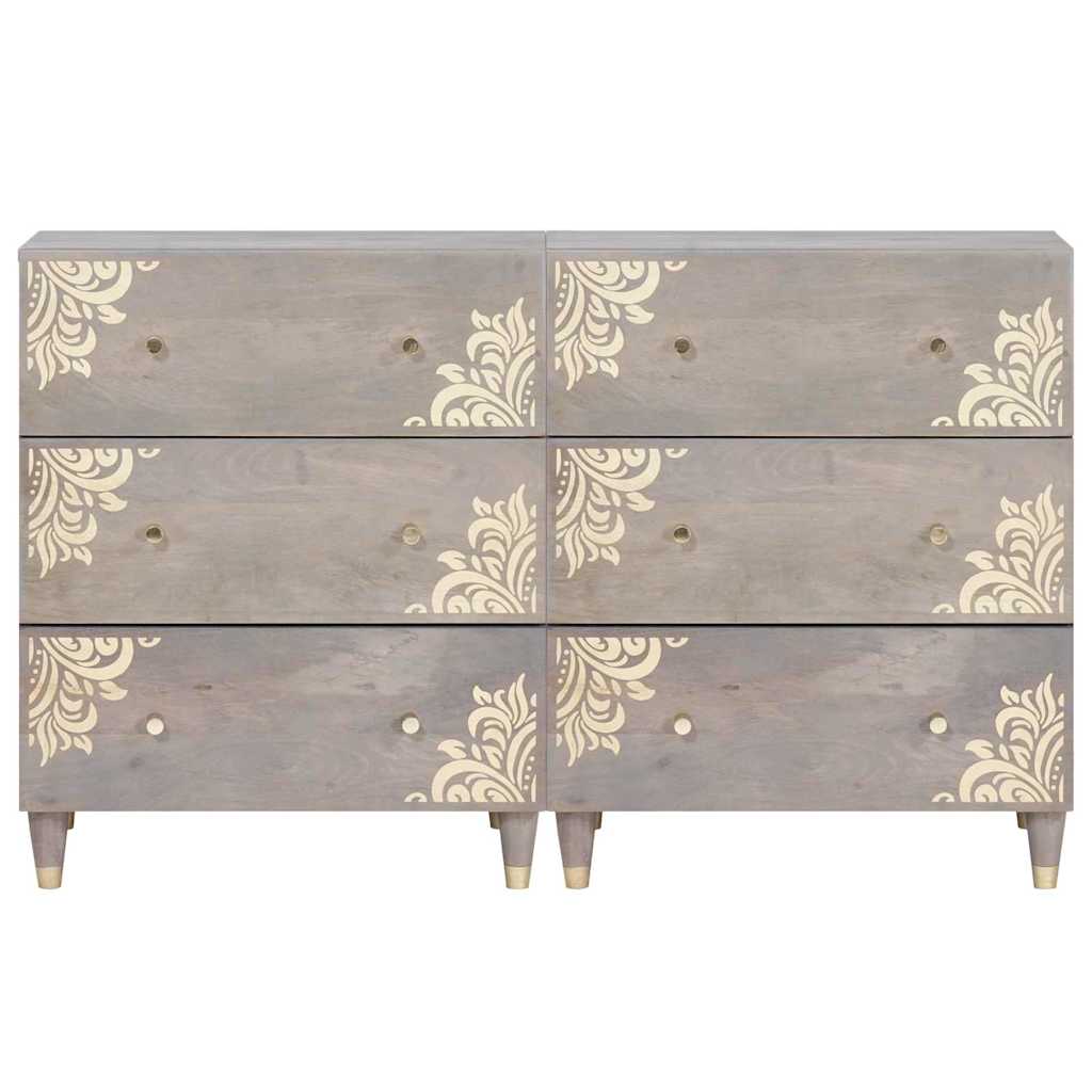 vidaXL Bufet z szufladą 2 pcs Szary 60 x 33 x 75 cm Drewno z mango