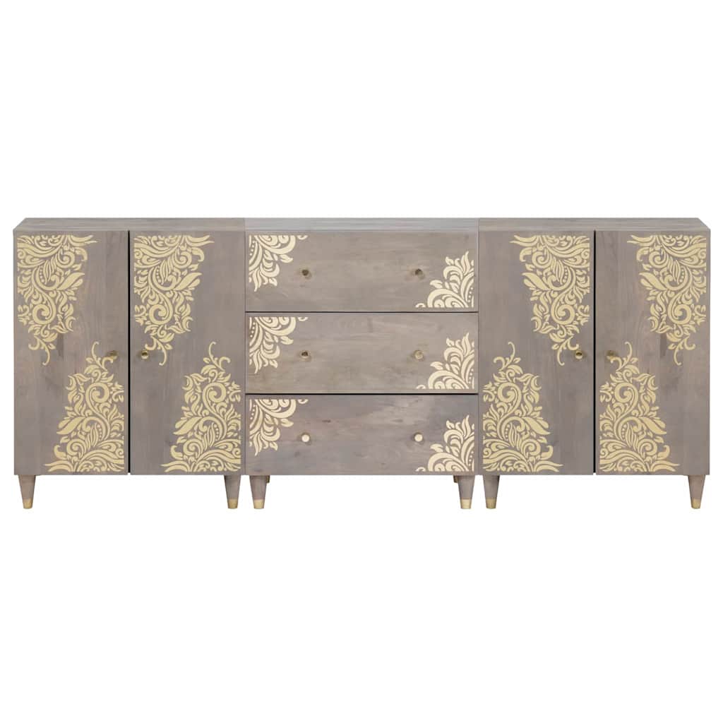 vidaXL Zestaw Szafek Łazienkowych 3 pcs Szary i złoto 180 x 33 x 75 cm