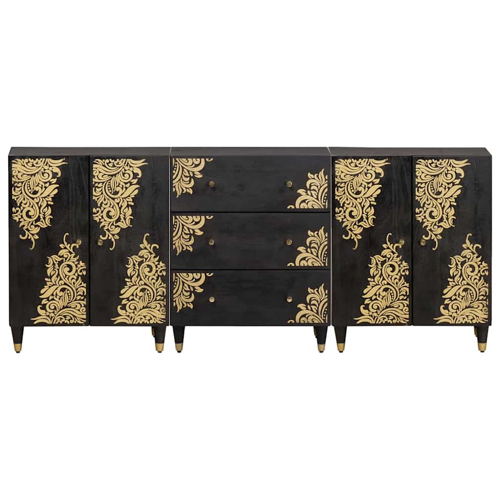 vidaXL Zestaw Szafek Łazienkowych 3 pcs Czarny 180 x 33 x 75 cm