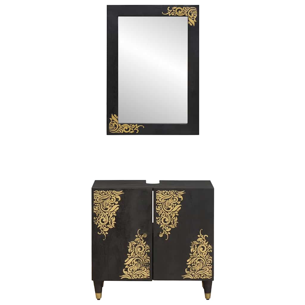 vidaXL Zestaw Szafek Łazienkowych 2 pcs Czarny Drewno z mango