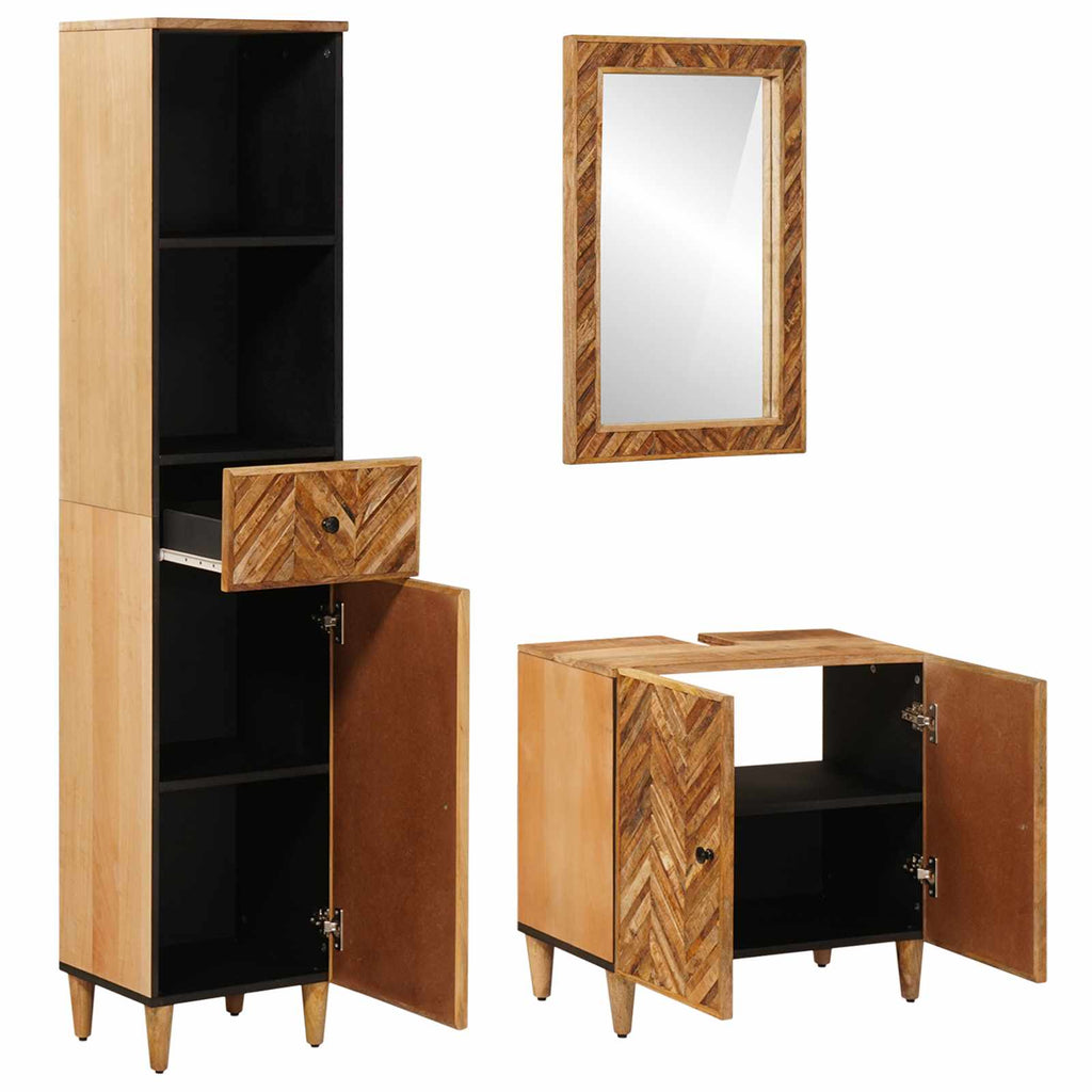 vidaXL Zestaw Szafek Łazienkowych z szufladą 3 pcs Drewno z mango