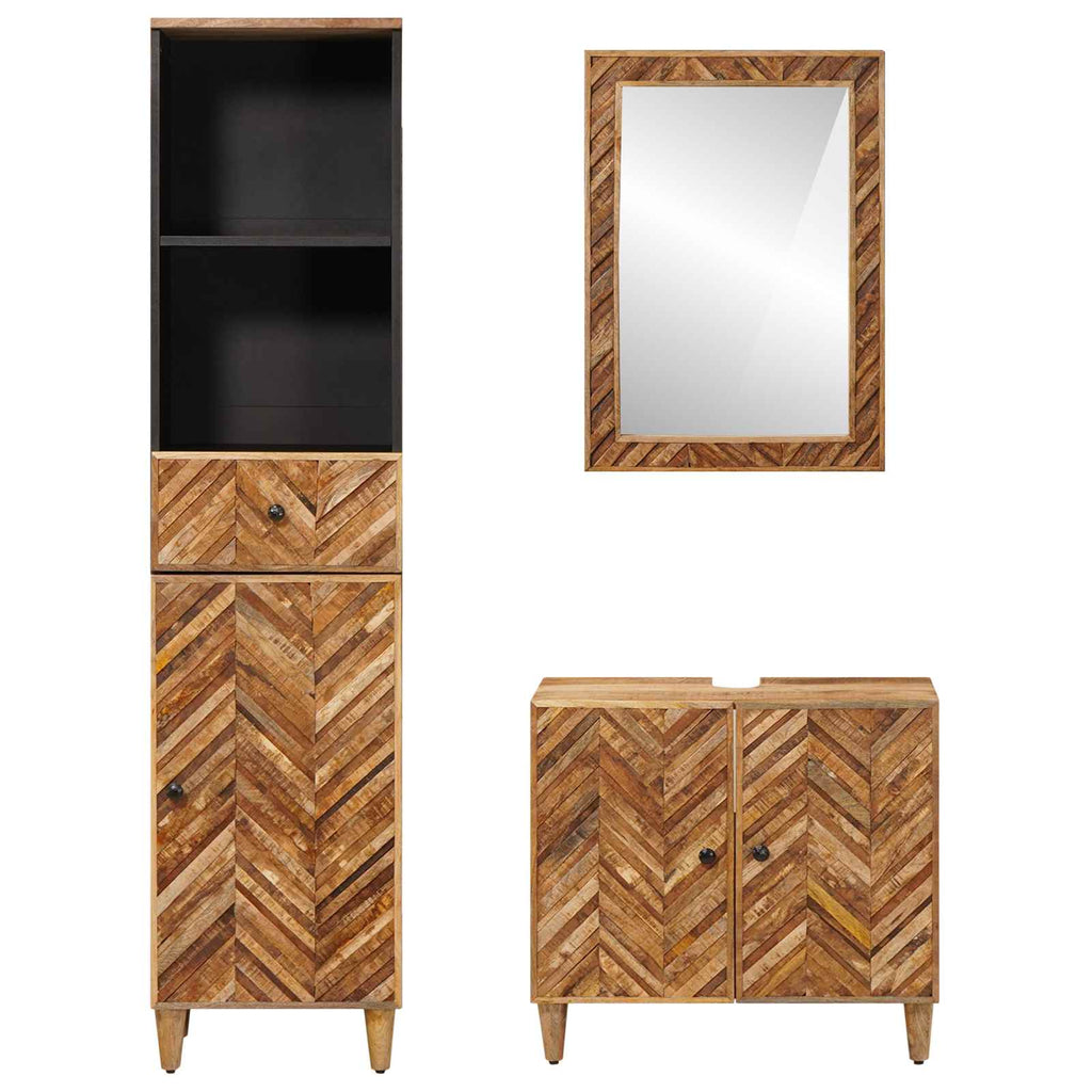 vidaXL Zestaw Szafek Łazienkowych z szufladą 3 pcs Drewno z mango
