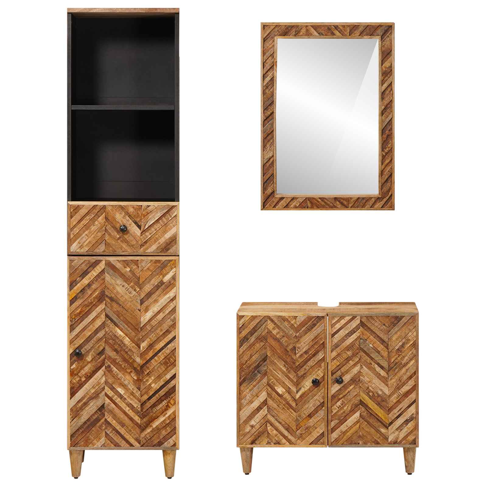vidaXL Zestaw Szafek Łazienkowych z szufladą 3 pcs Drewno z mango