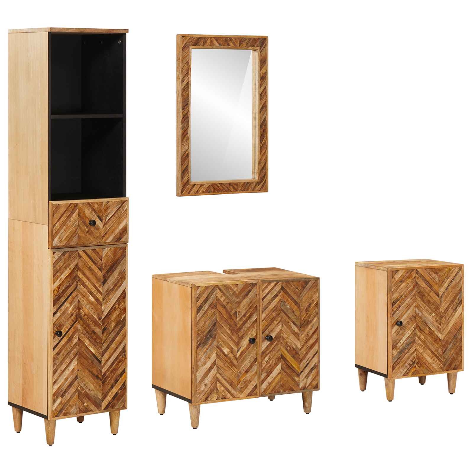 vidaXL Zestaw Szafek Łazienkowych z szufladą 4 pcs Drewno z mango