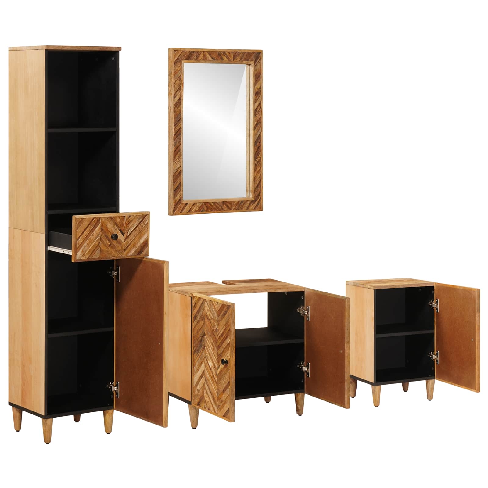 vidaXL Zestaw Szafek Łazienkowych z szufladą 4 pcs Drewno z mango