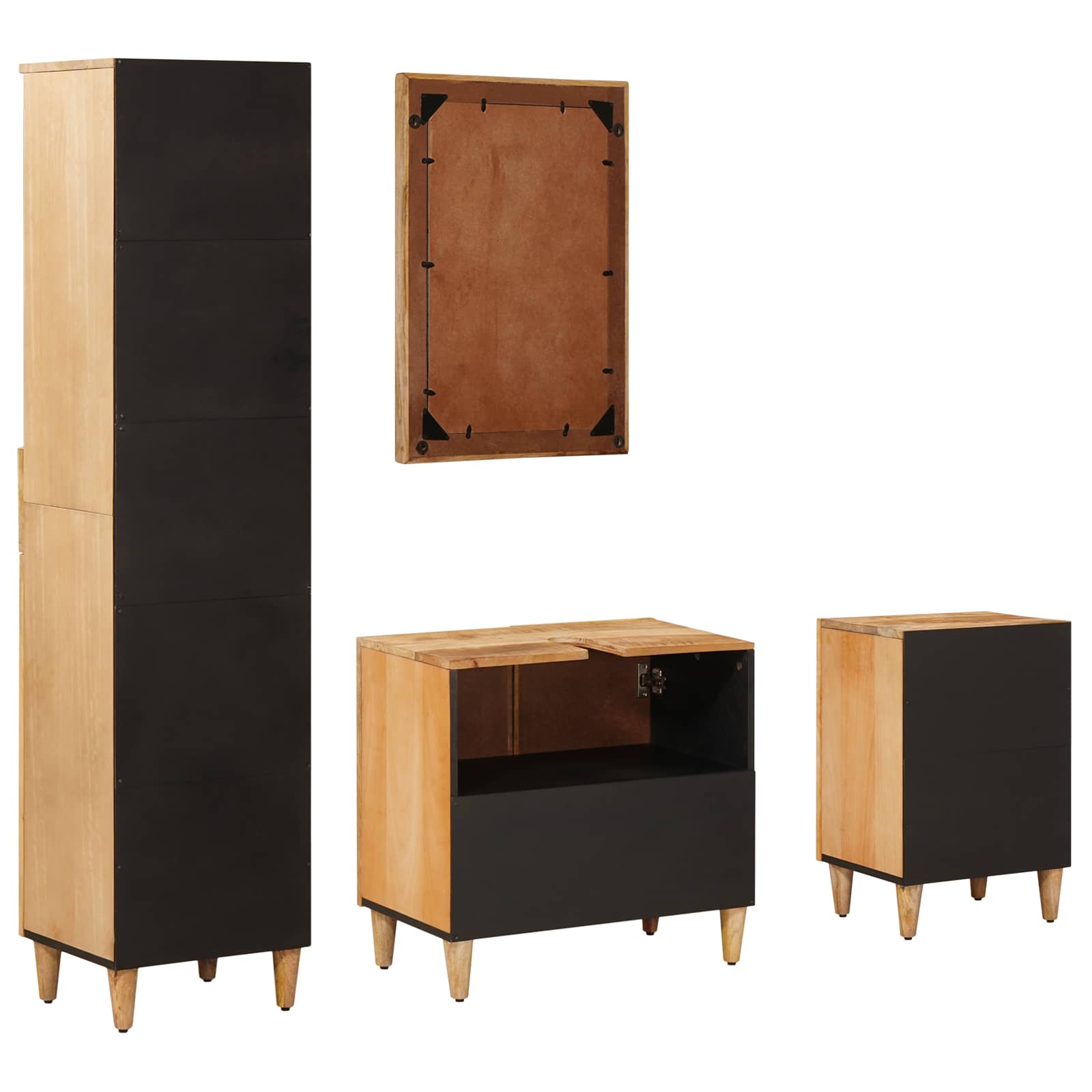 vidaXL Zestaw Szafek Łazienkowych z szufladą 4 pcs Drewno z mango