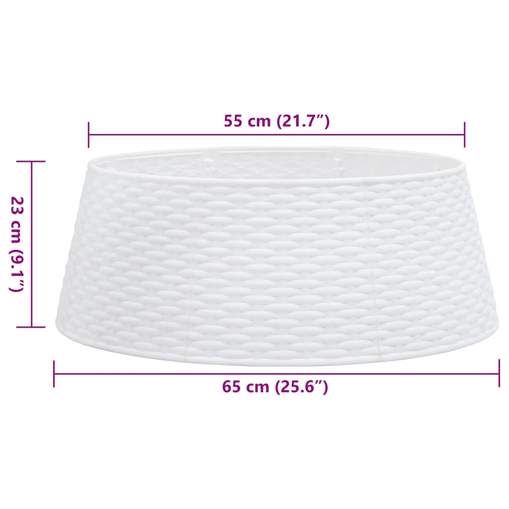 vidaXL Osłona pod choinkę, biała, Ø65x23 cm, plastikowa