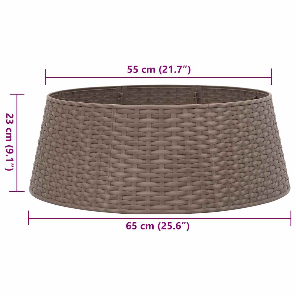 vidaXL Osłona pod choinkę, brązowa, Ø65x23 cm, plastikowa