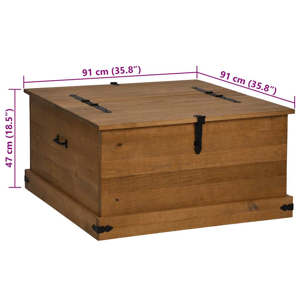 vidaXL Skrzynia do przechowywania HALDEN 91x91x47 cm Drewno lite Sosna