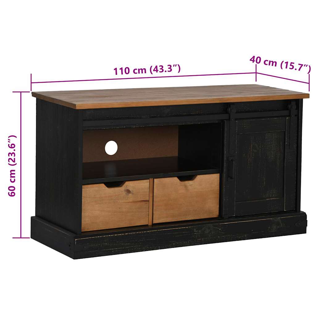 vidaXL Szafka RTV HALDEN z drzwiami przesuwnymi Czarna 110x40x60 cm