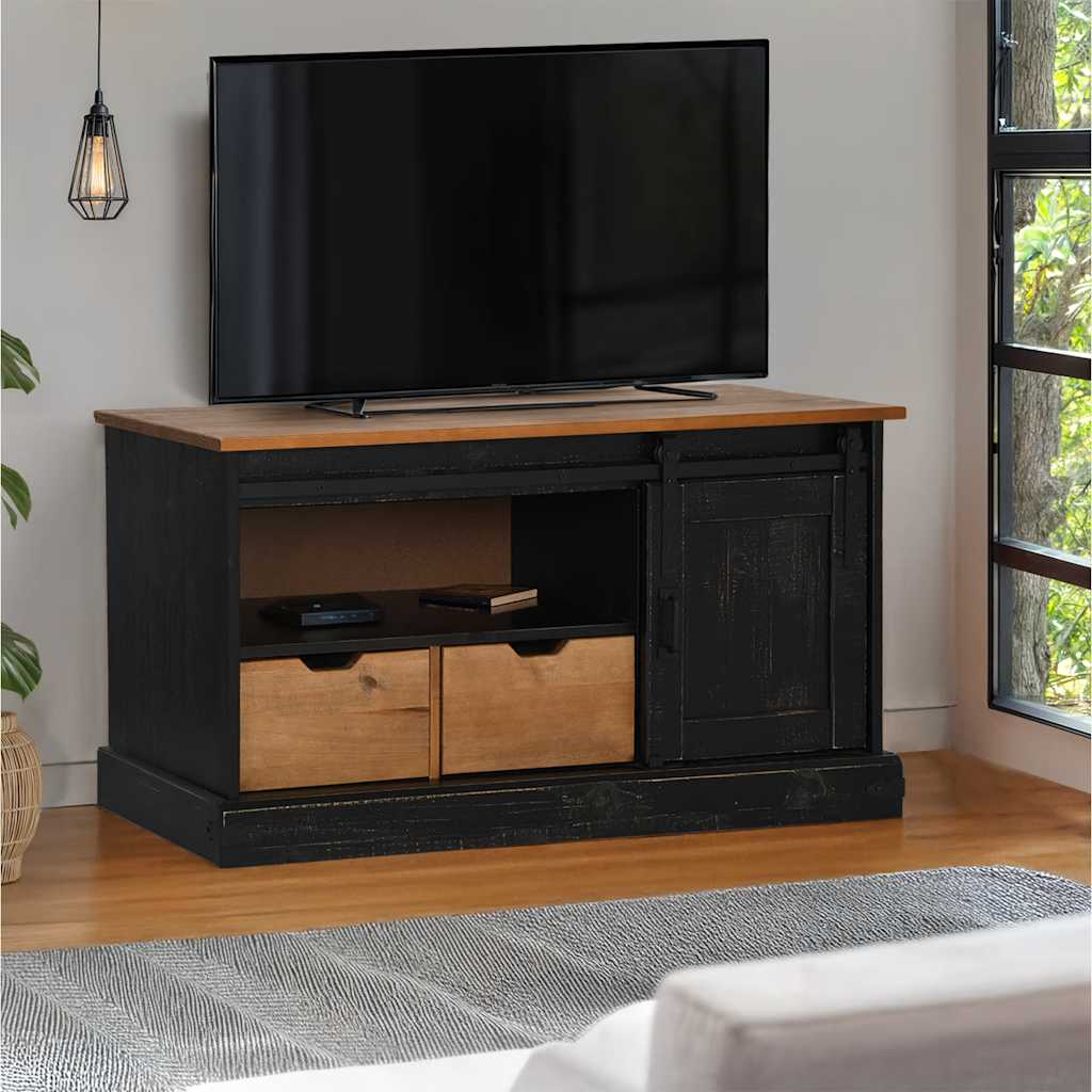 vidaXL Szafka RTV HALDEN z drzwiami przesuwnymi Czarna 110x40x60 cm