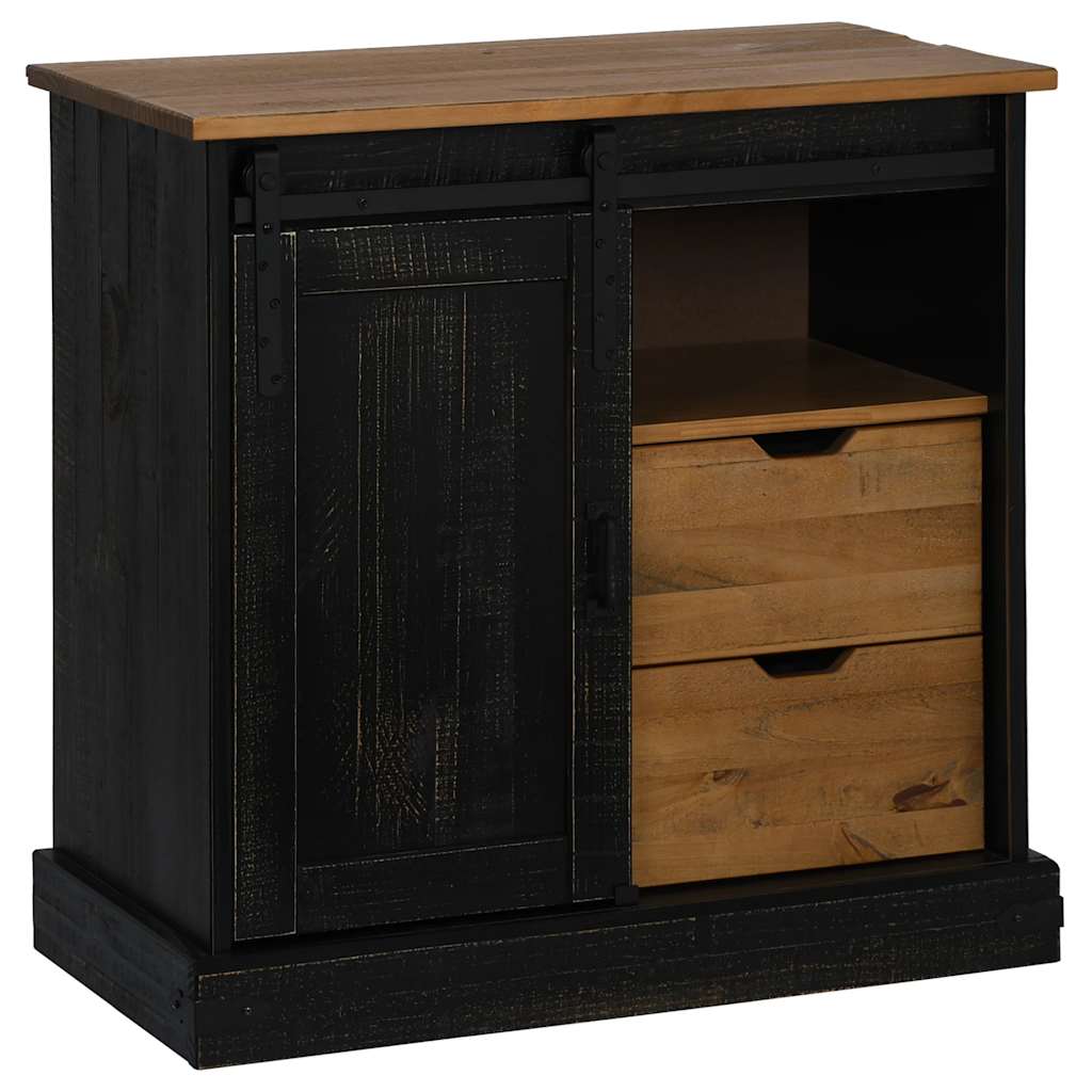 vidaXL Komoda HALDEN z drzwiami przesuwnymi Czarny 80x40x80 cm