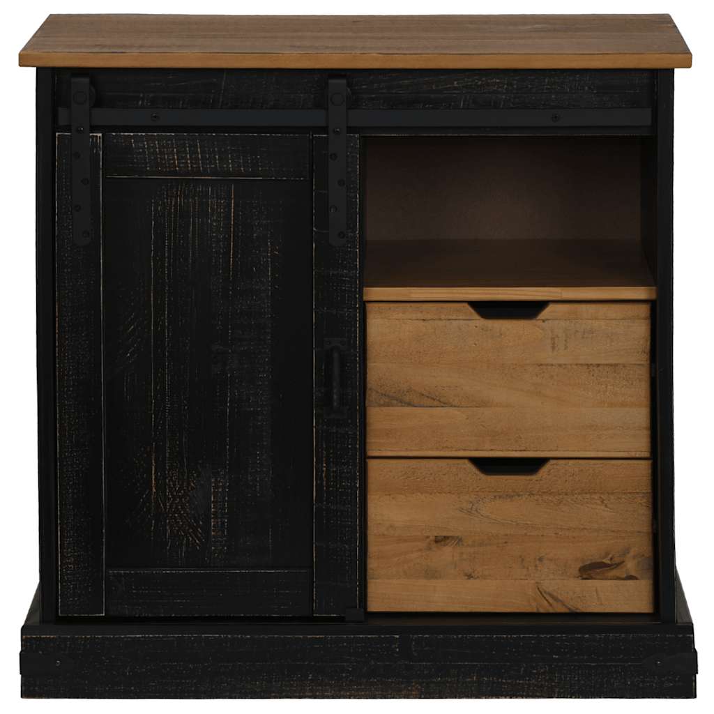 vidaXL Komoda HALDEN z drzwiami przesuwnymi Czarny 80x40x80 cm