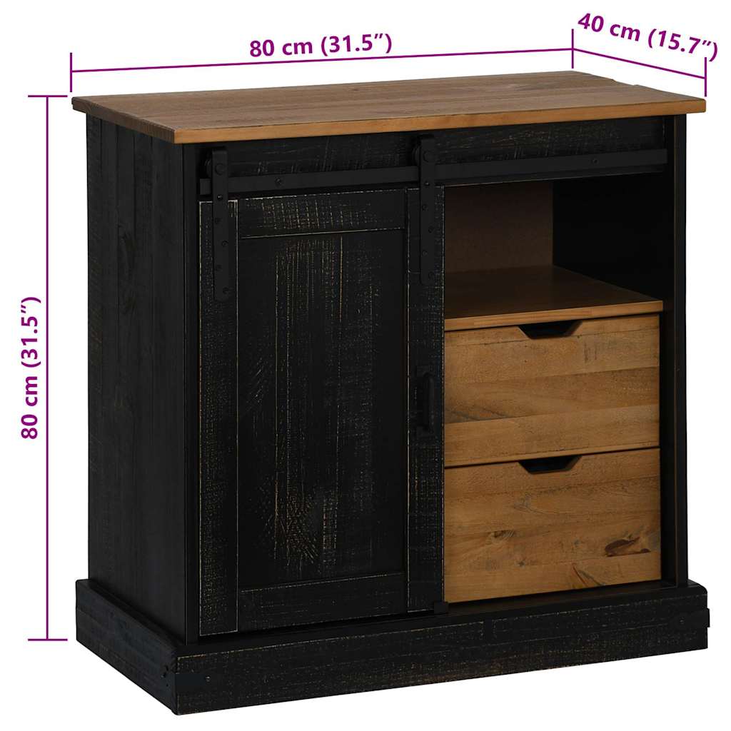 vidaXL Komoda HALDEN z drzwiami przesuwnymi Czarny 80x40x80 cm