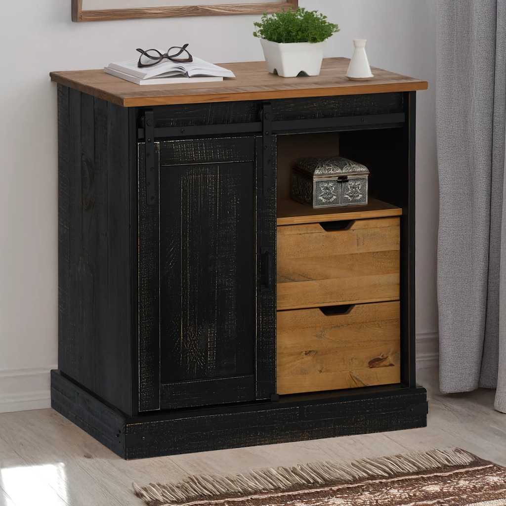 vidaXL Komoda HALDEN z drzwiami przesuwnymi Czarny 80x40x80 cm