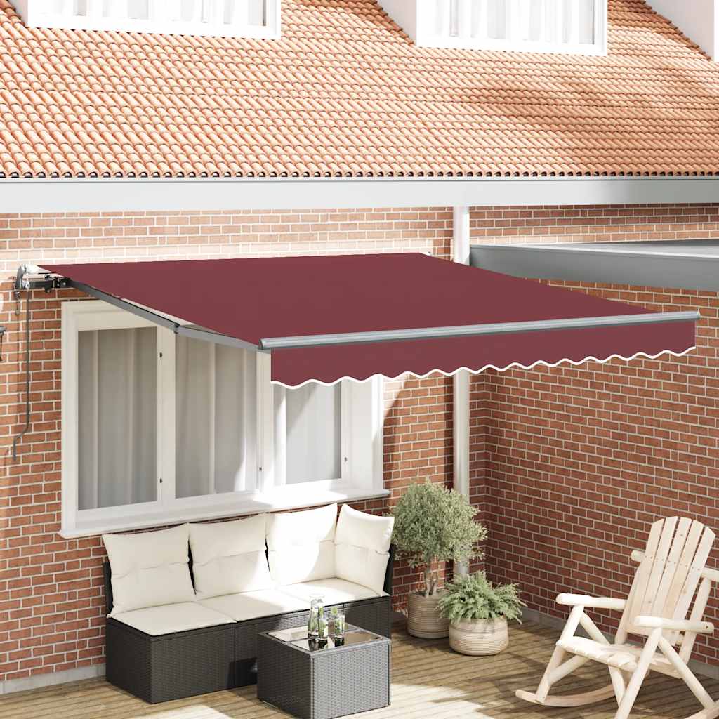 vidaXL Automatycznie zwijana markiza, burgundowa, 300x250 cm