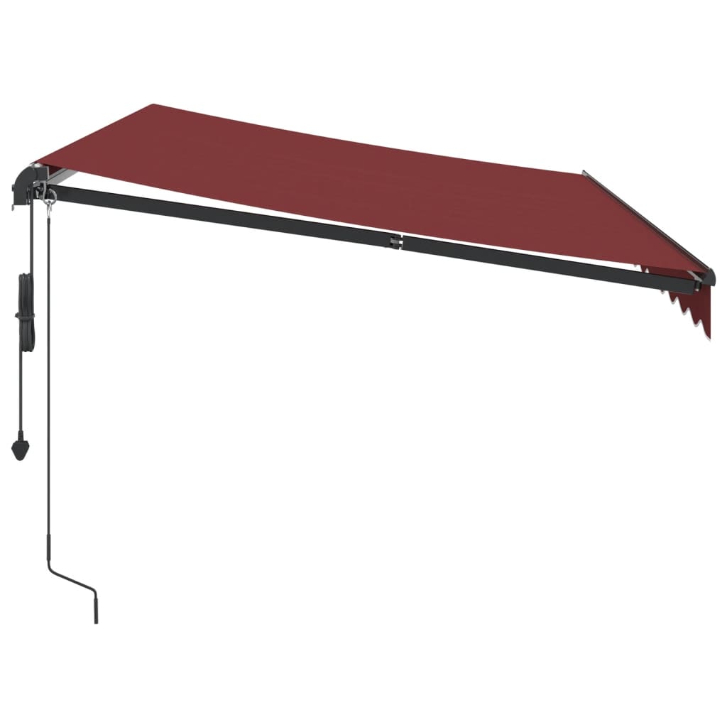 vidaXL Automatycznie zwijana markiza z LED, burgundowa, 350x250 cm