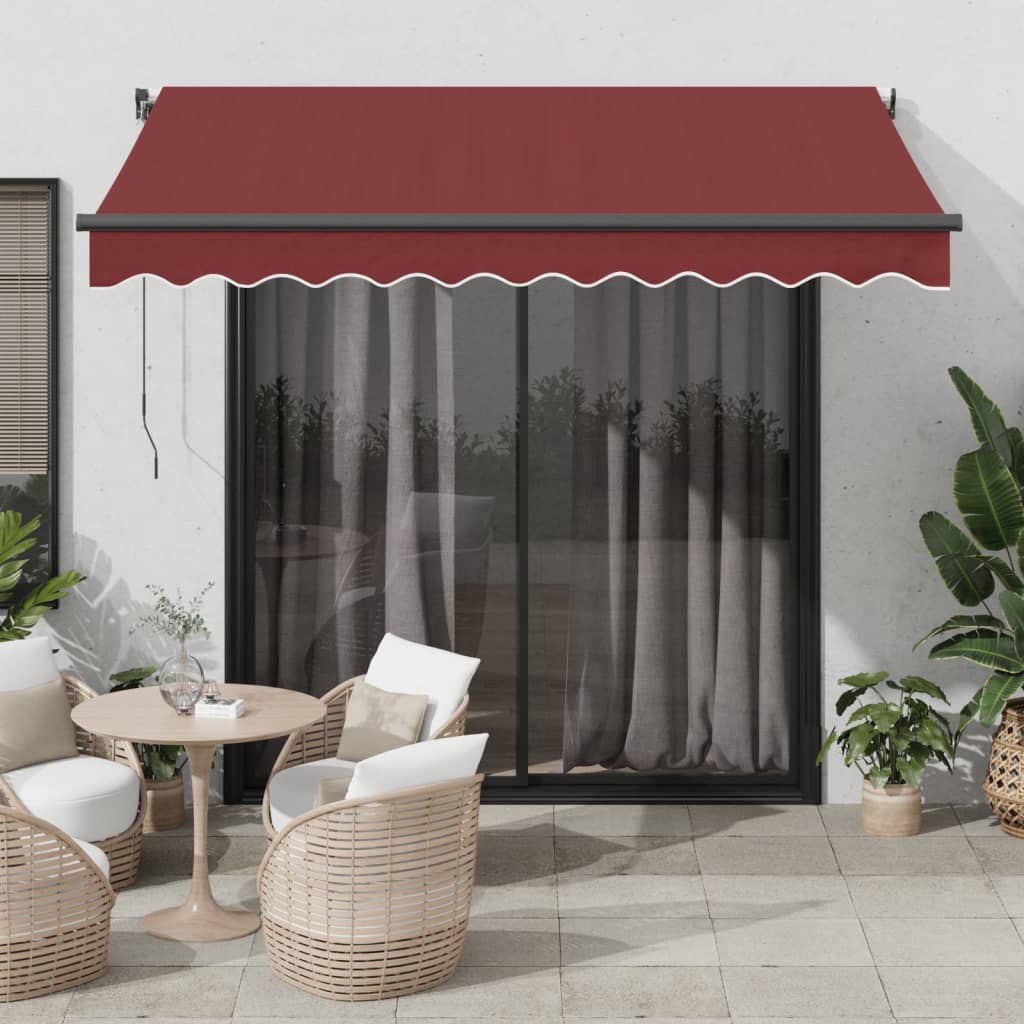 vidaXL Automatycznie zwijana markiza z LED, burgundowa, 350x250 cm