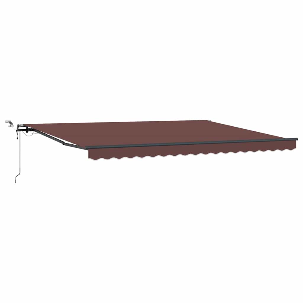 vidaXL Automatycznie zwijana markiza z LED, burgundowa, 450x300 cm