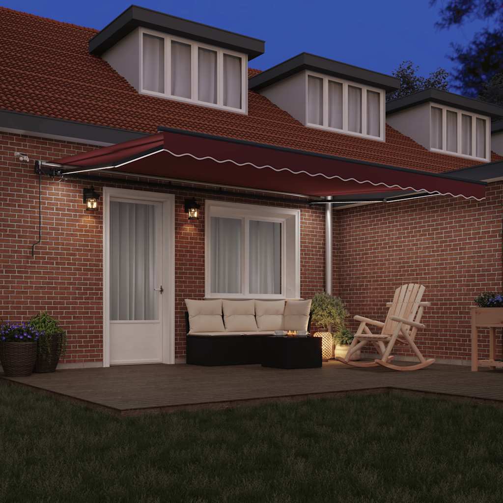 vidaXL Automatycznie zwijana markiza z LED, brązowa, 450x300 cm