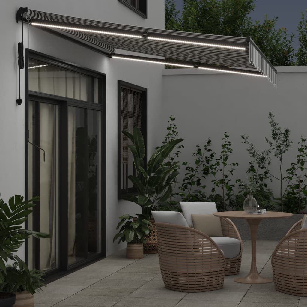vidaXL Automatyczna markiza z LED, antracytowo-biała, 350x250 cm