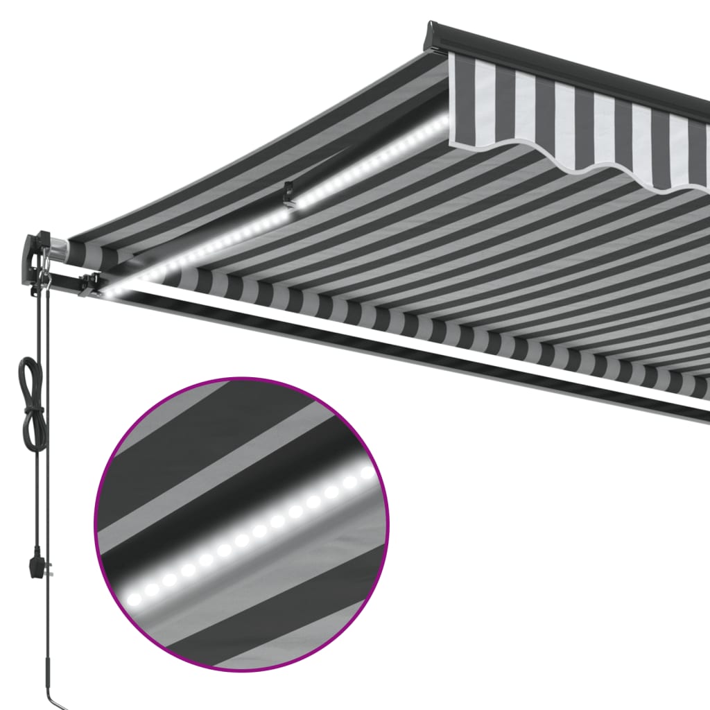 vidaXL Automatyczna markiza z LED, antracytowo-biała, 350x250 cm