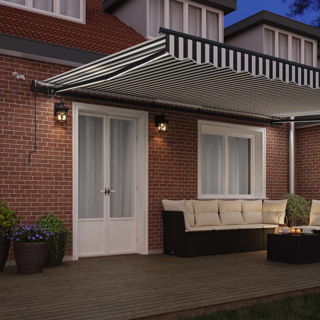 vidaXL Automatyczna markiza z LED, antracytowo-biała, 500x300 cm