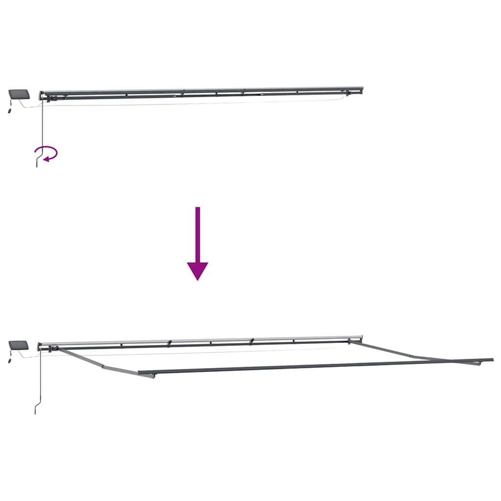vidaXL Ręcznie zwijana markiza z LED, antracytowo-biała, 600x300 cm