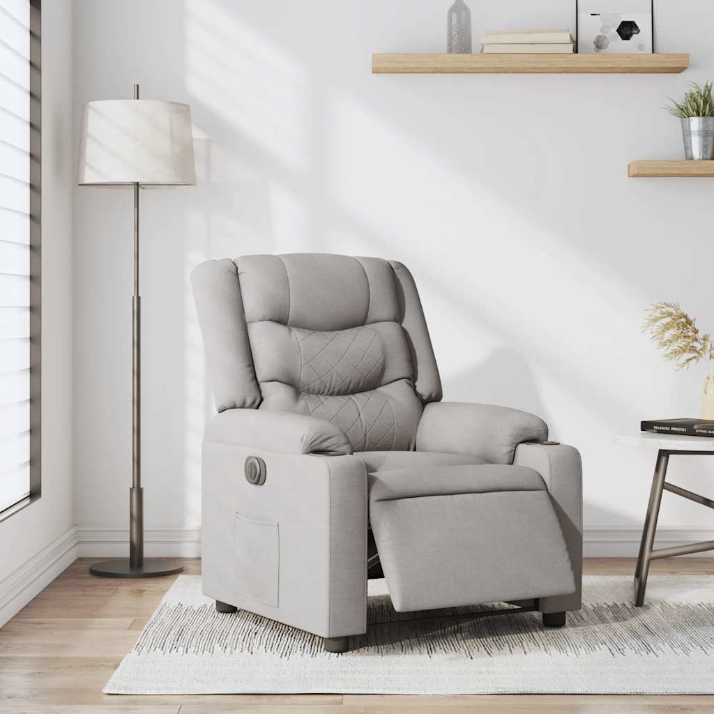 vidaXL Elektryczny fotel rozkładany Cloud Grey Fabric