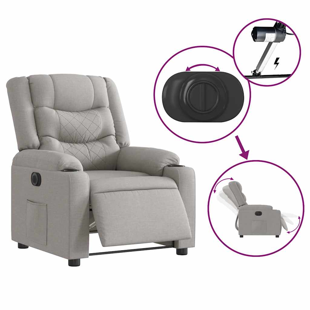 vidaXL Elektryczny fotel rozkładany Cloud Grey Fabric