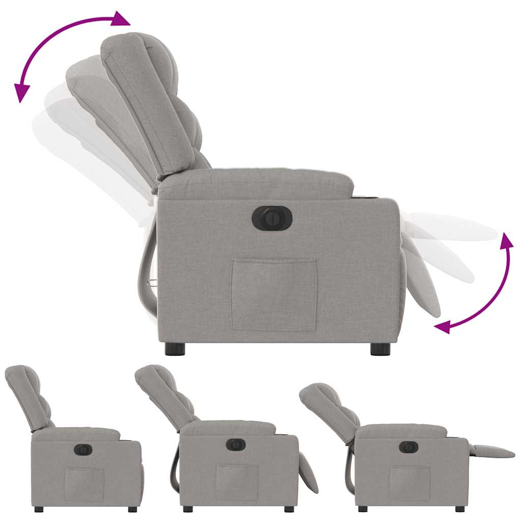 vidaXL Elektryczny fotel rozkładany Cloud Grey Fabric