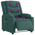 vidaXL Rozkładany fotel masujący, elektryczny, ciemnozielony, tkanina