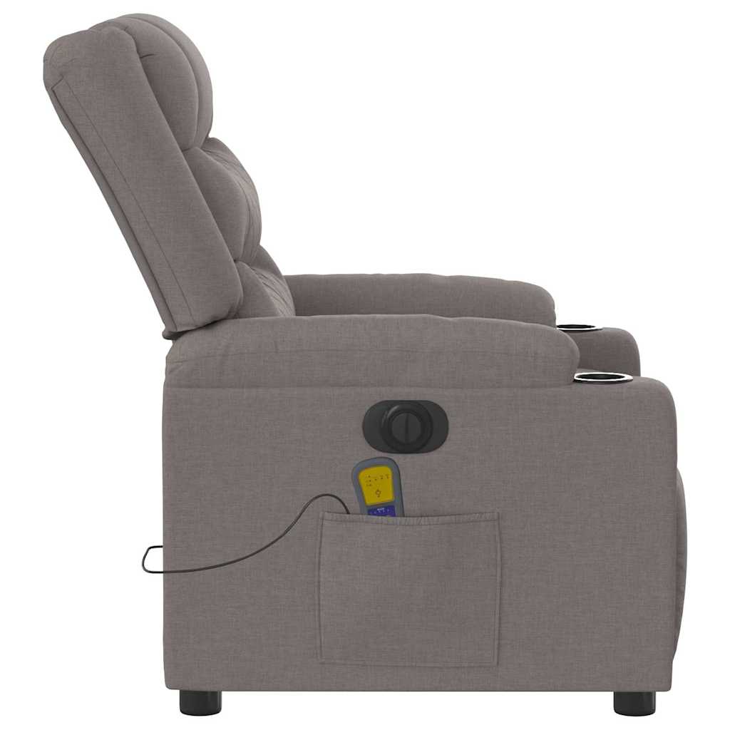 vidaXL Rozkładany fotel masujący, elektryczny, kolor taupe, tkanina