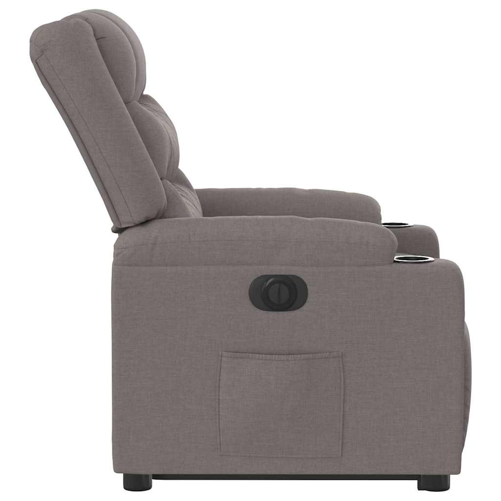 vidaXL Elektryczny fotel rozkładany z funkcją wstawania, kolor taupe, tkanina