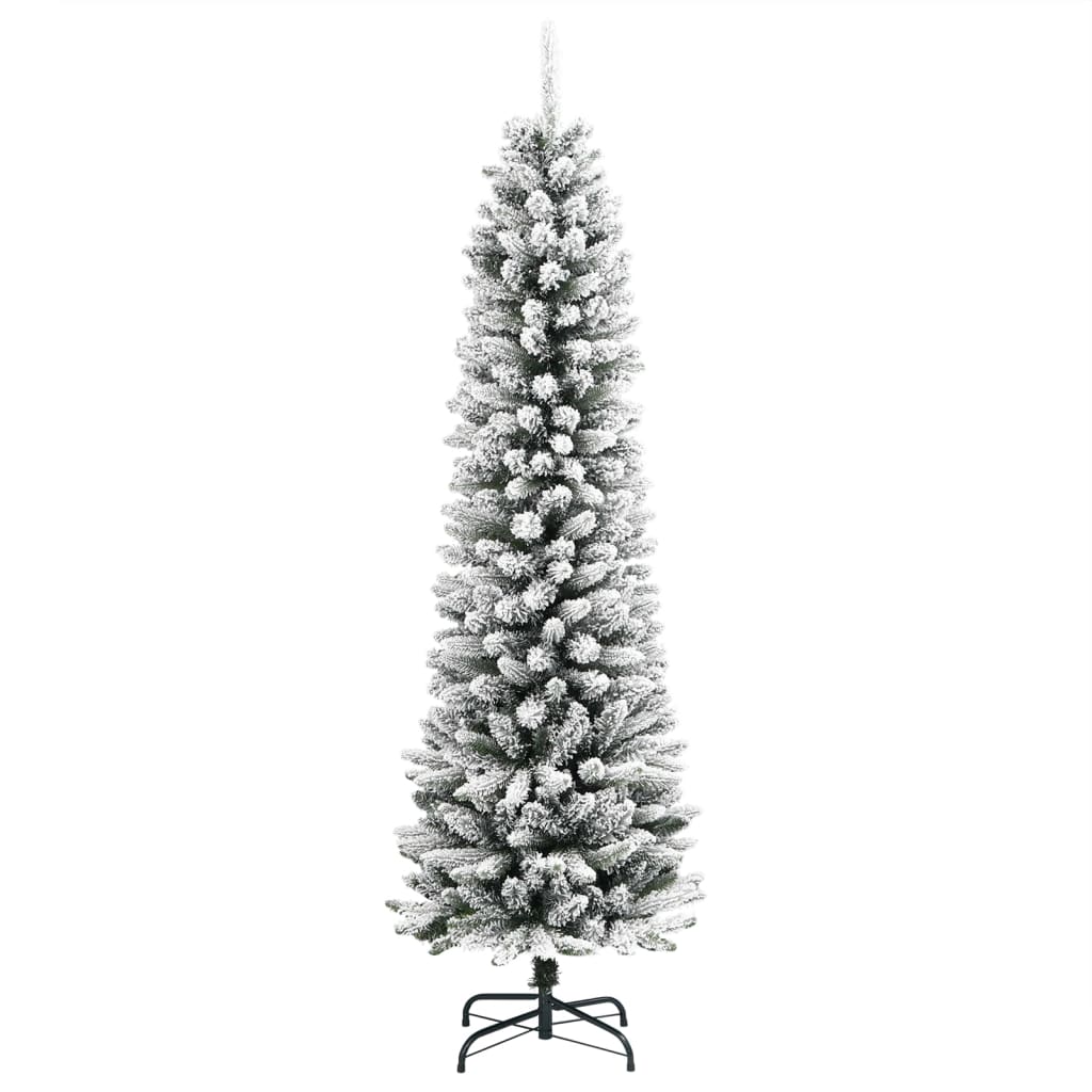 vidaXL Sztuczna, smukła choinka pokryta śniegiem, 150 cm, PVC i PE