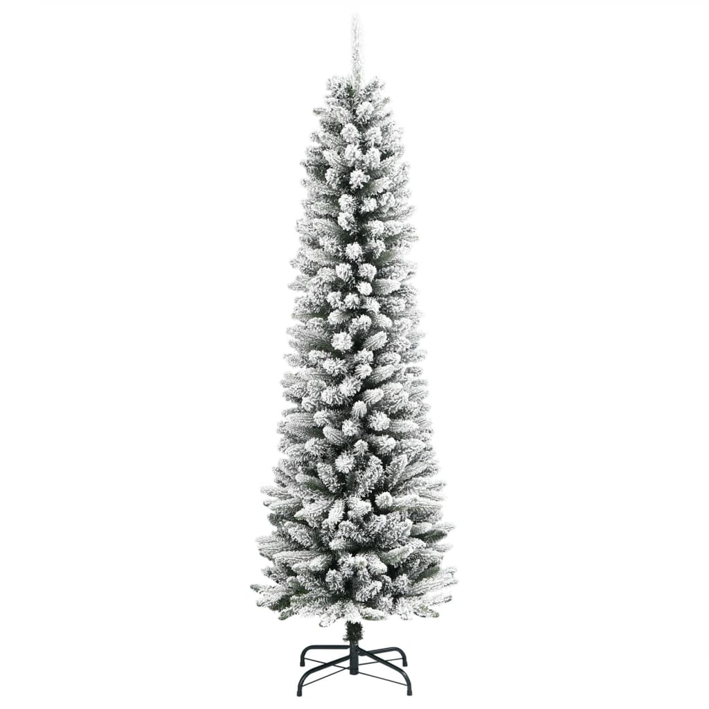 vidaXL Sztuczna, smukła choinka pokryta śniegiem, 180 cm, PVC i PE