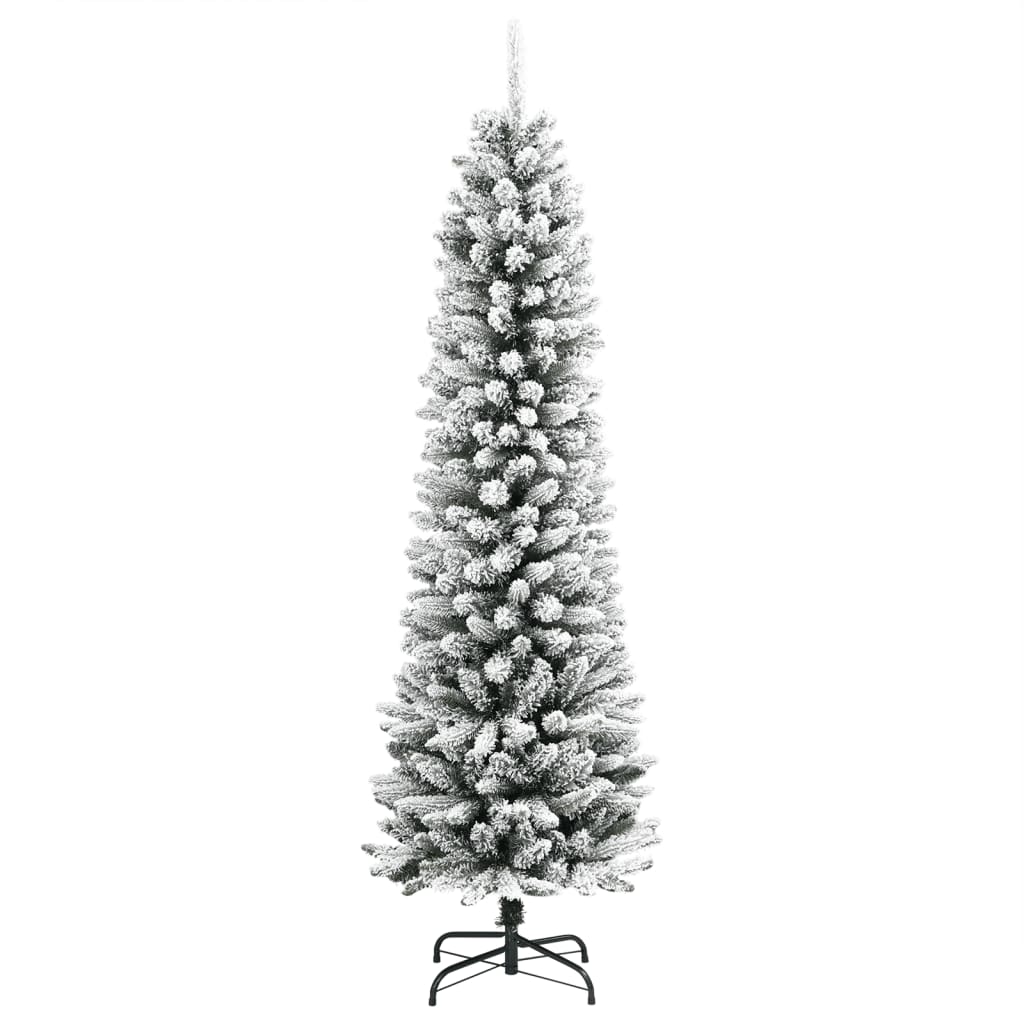 vidaXL Sztuczna, smukła choinka pokryta śniegiem, 210 cm, PVC i PE