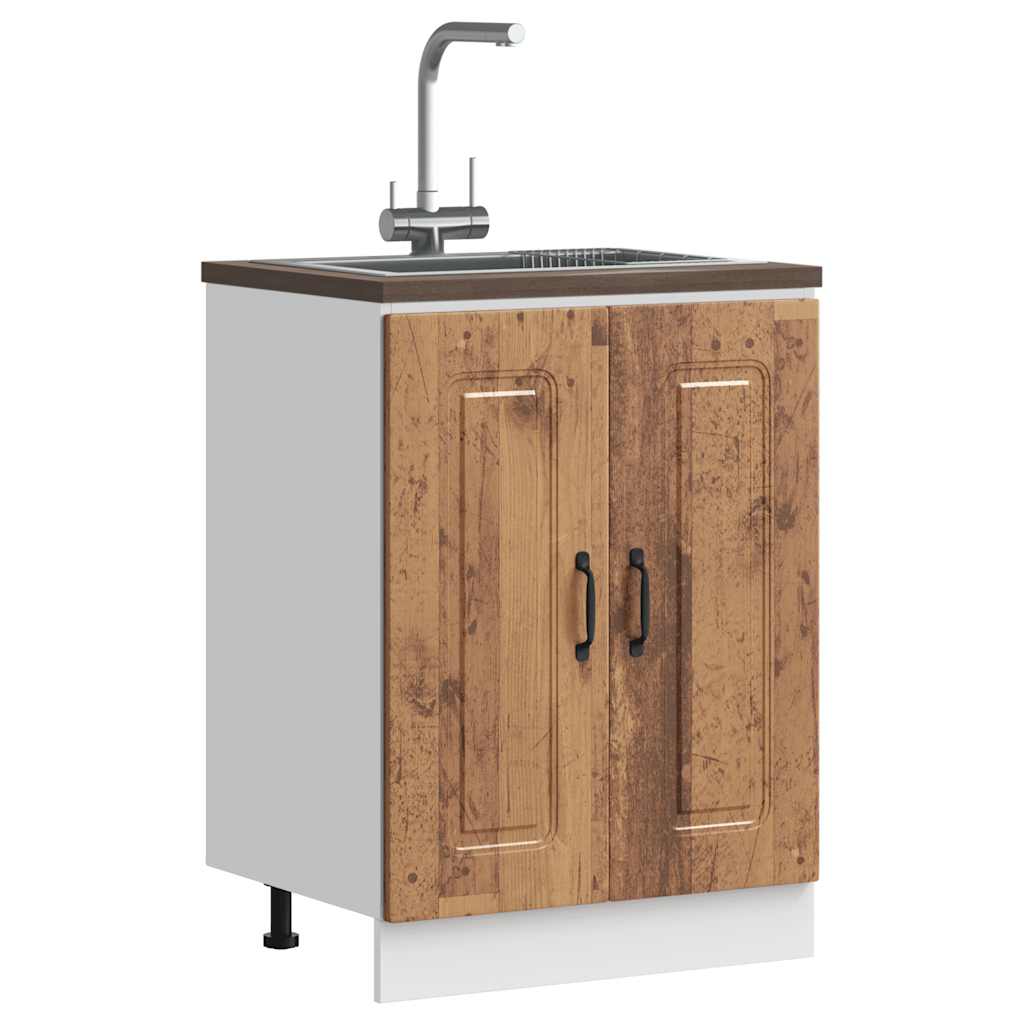 vidaXL Szafka pod zlewozmywak, Kalmar, stare drewno, 60x46x81,5 cm