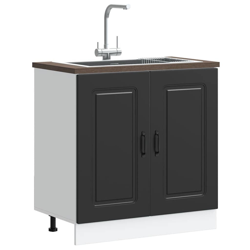 vidaXL Szafka pod zlewozmywak, Kalmar, czarna, 80x46x81,5 cm